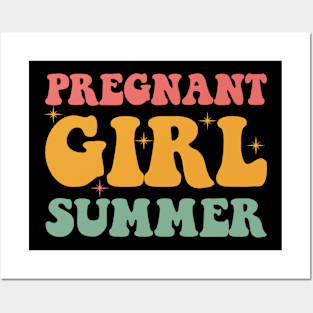 Pregnant Girl Summer Baby Shower Pregnancy Reveal Retro Vintage Posters and Art